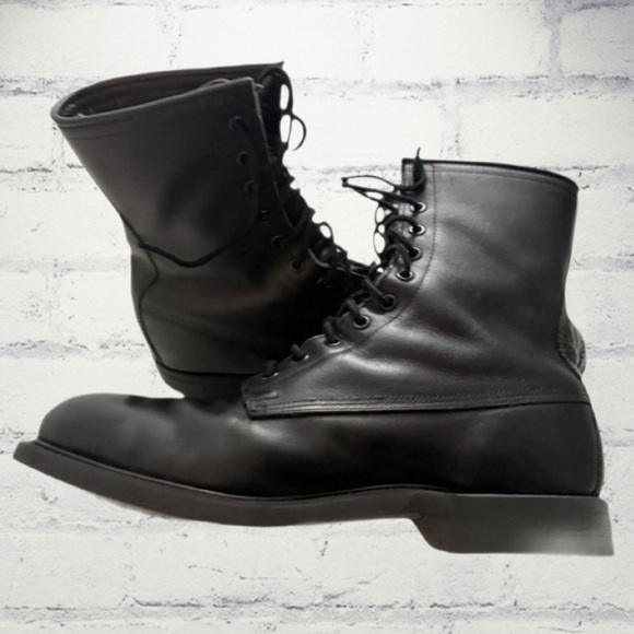 Vintage 1992 Wolverine Combat Boots Men’s 10.5R Black Leather Military - Picture 4 of 16